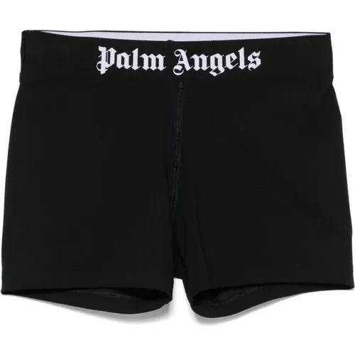 Bottoms, female, , Size: M Elasticated Waistband Shorts with QR Code - Palm Angels - Modalova