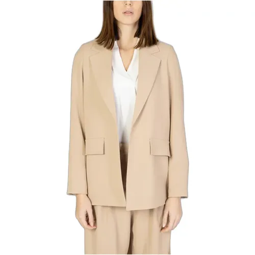 Beiger Revers-Blazer , Damen, Größe: L - Sandro Ferrone - Modalova