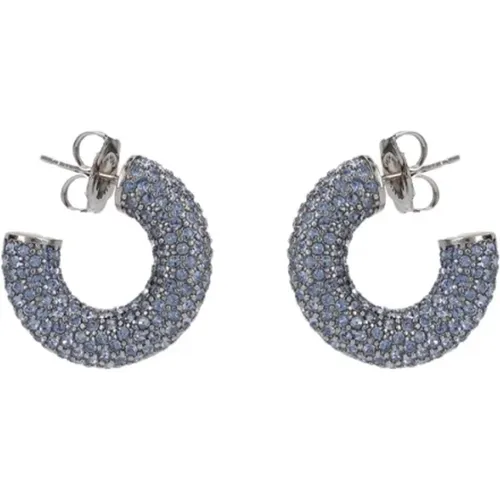 Clear Crystal Hoop Earrings , female, Sizes: ONE SIZE - Amina Muaddi - Modalova
