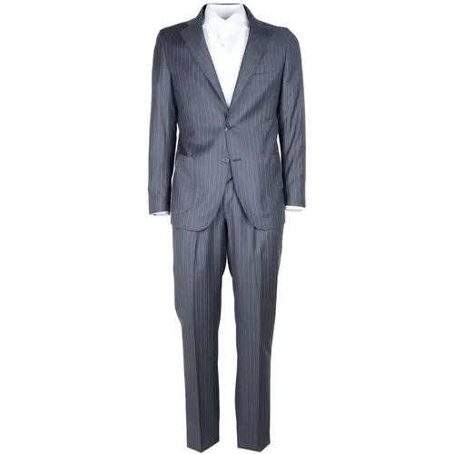 Grey Wool Striped Suit , male, Sizes: XL, 2XL - Made in Italia - Modalova