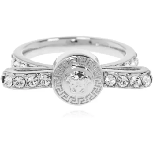 Rings, female, , Size: 56 MM Earrings with engraved logo - Versace - Modalova