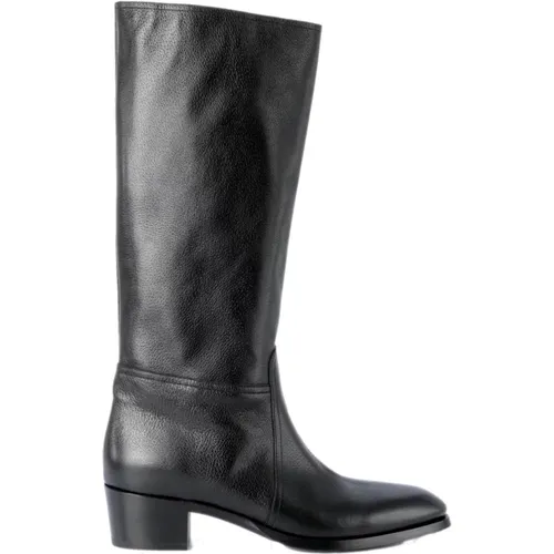 High Boots, male, , Size: 11 US Men's Leather Heeled Boots - Dolce & Gabbana - Modalova