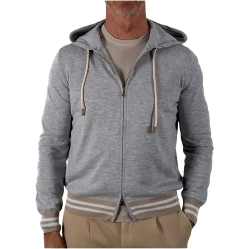 Hooded Cotton Zip-Up Jacket - Grey , male, Sizes: 3XL - Gran Sasso - Modalova