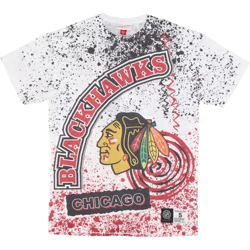 T-Shirts, male, , Size: L Chicago Blackhawks NHL Team Tee - Mitchell & Ness - Modalova