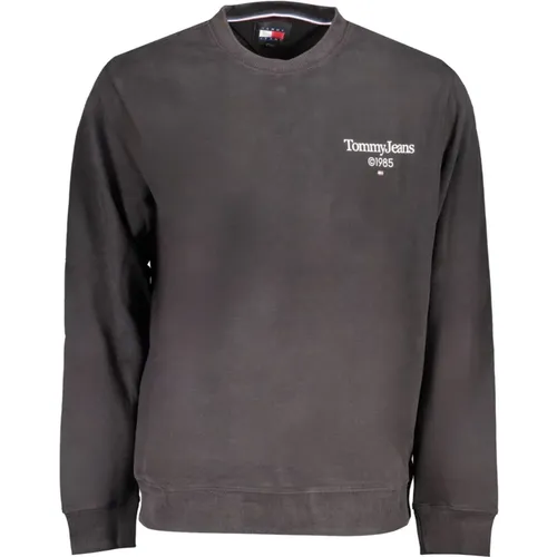 Schwarzer Sweatshirt mit Langen Ärmeln und Logo-Druck , Herren, Größe: L - Tommy Hilfiger - Modalova