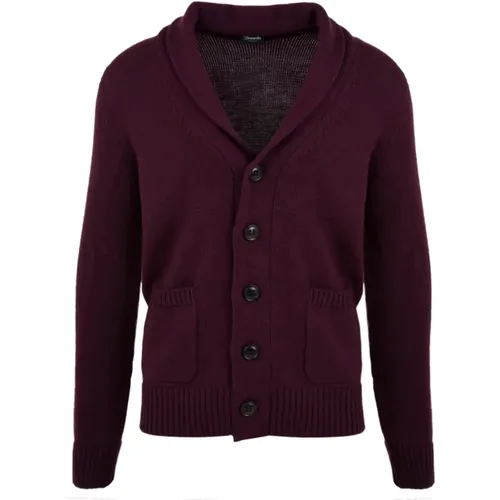 Cardigans, male, , Size: L Bordeaux Sweater Cardigan for Men - Drumohr - Modalova