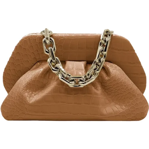 Clutches, female, , Size: ONE SIZE TIA Croco Caramel - THEMOIRè - Modalova