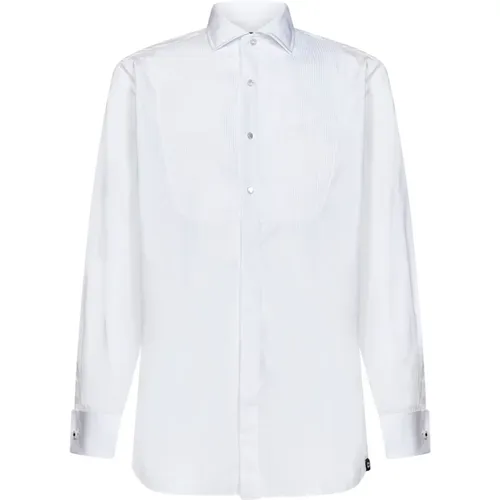 Weißes Gestreiftes Plastron Hemd , Herren, Größe: 5XL - Lardini - Modalova