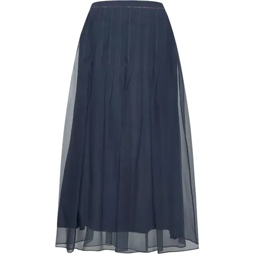 Silk Pleated Skirt , female, Sizes: XS - BRUNELLO CUCINELLI - Modalova