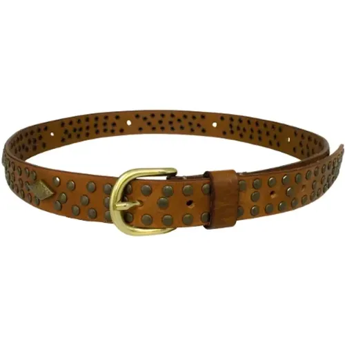 Pre-owned Belts, female, , Size: ONE SIZE Leather Belt with Brass-tone Studs and Gold-tone Buckle - Isabel Marant Pre-owned - Modalova