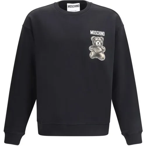 Sweatshirts, male, , Size: XL Teddy Bear Cotton Sweatshirt with Ribbed Details - Moschino - Modalova