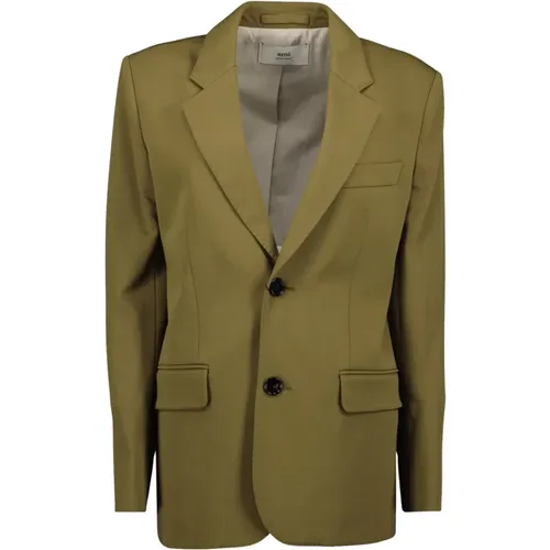 Blazers, female, , Size: XS Double Button Khaki Blazer - Ami Paris - Modalova