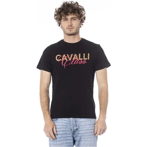 Schwarzes Logo-Print T-Shirt , Herren, Größe: L - Cavalli Class - Modalova