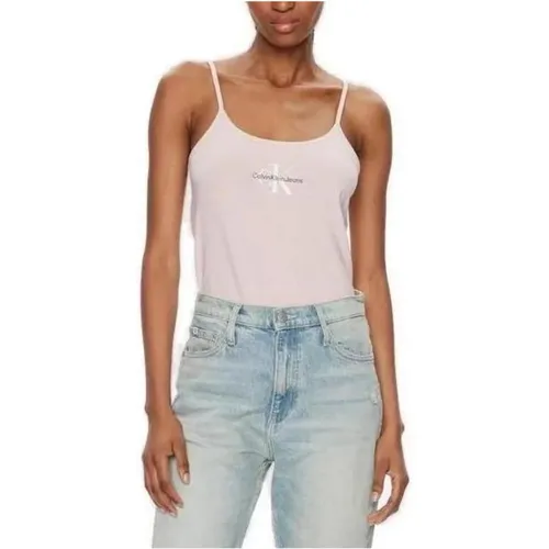 Strappy Tan Tank Top , female, Sizes: XS, S, L, M - Calvin Klein Jeans - Modalova