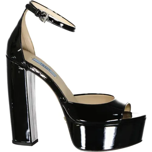 High Heel Patent Leather Sandals , female, Sizes: 4 UK - Prada - Modalova