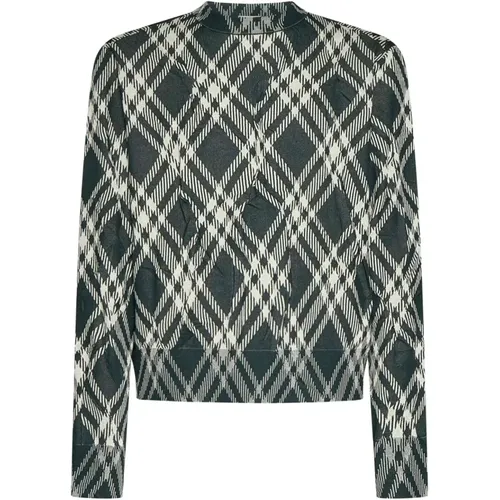 Green Plaid Knit Sweater , male, Sizes: L, M - Burberry - Modalova