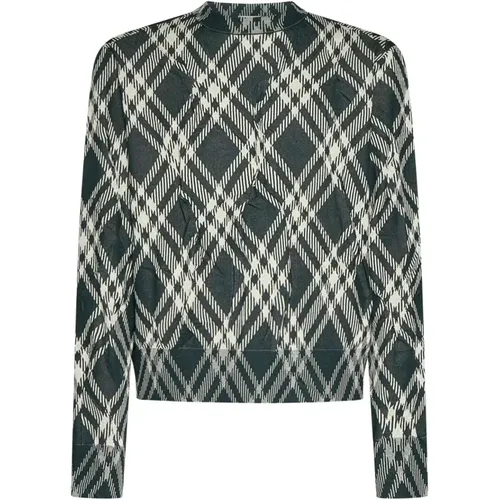 Green Plaid Knit Sweater , male, Sizes: M - Burberry - Modalova