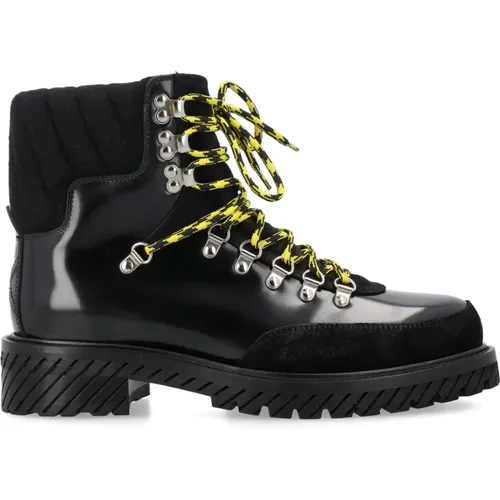 Striped Diag Lace-Up Ankle Boot , male, Sizes: 7 UK, 6 UK, 10 UK, 8 UK, 9 UK - Off White - Modalova