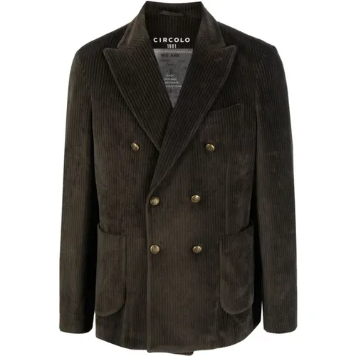 Blazers, male, , Size: XS Corduroy Double-Breasted Blazer - Circolo 1901 - Modalova