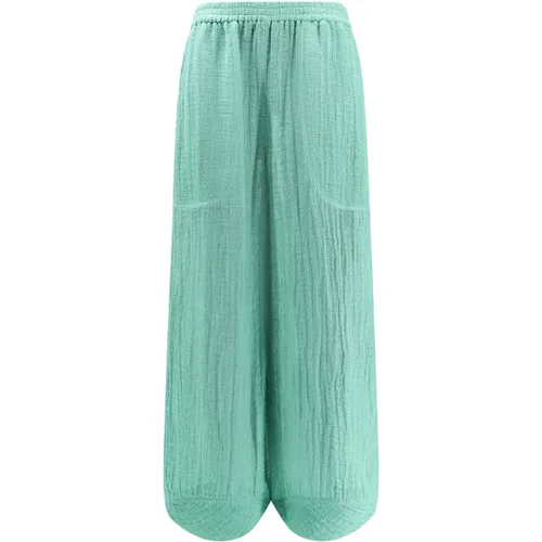 Linen Trousers Elastic Waistband Pockets , female, Sizes: M - Giorgio Armani - Modalova