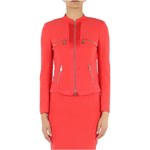 Rote Blazer Jacke Damen Synthetischer Stoff , Damen, Größe: 3XL - Guess - Modalova