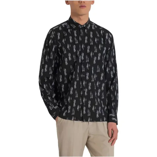 Schwarzes Langarmhemd mit Print , Herren, Größe: XL - Antony Morato - Modalova