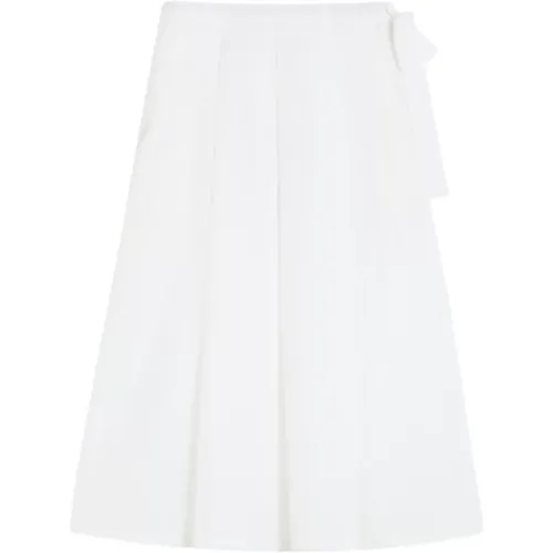 Midi Skirts, female, , Size: XS Cotton Midi Skirt Pleated Design - Weekend Max Mara - Modalova