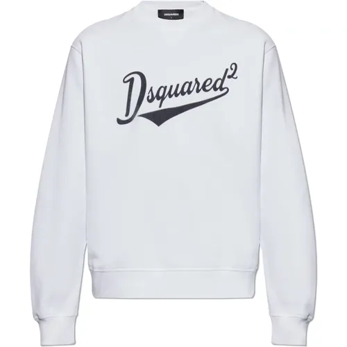 Sweatshirts, male, , Size: S Logo sweatshirt with velvet finish - Dsquared2 - Modalova