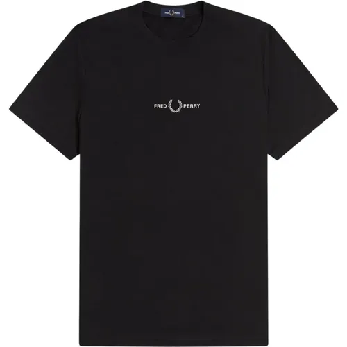 Besticktes Logo Grafik T-Shirt Schwarz - Fred Perry - Modalova