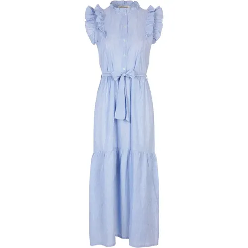 Harriet Kleid Weiß/ Hellblau Streifen , Damen, Größe: 2XL - Lollys Laundry - Modalova