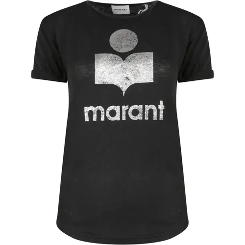 Leinen T-Shirt mit Logo-Print - Isabel Marant Étoile - Modalova