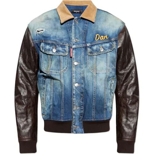 Denim Jackets, male, , Size: 2XL Jacket made from combined materials - Dsquared2 - Modalova