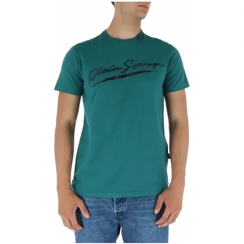 Grünes Print T-Shirt , Herren, Größe: M - Plein Sport - Modalova
