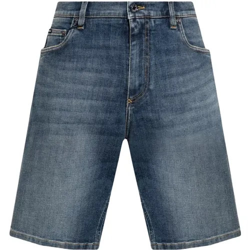 Dunkelblaue Denim-Shorts , Herren, Größe: L - Dolce & Gabbana - Modalova