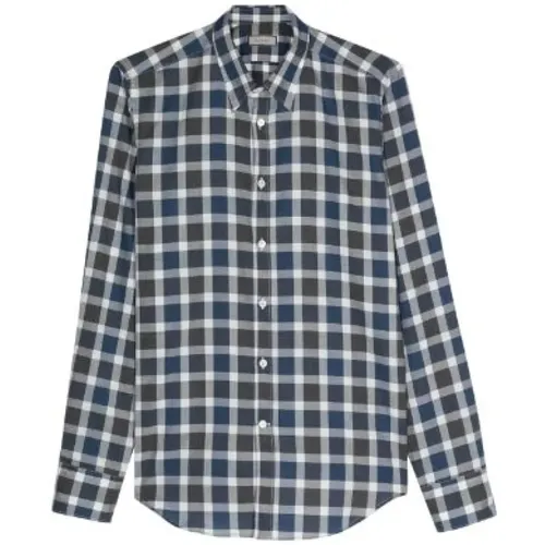 Checkered Shirt Blue Grey White , male, Sizes: M, S, L - Canali - Modalova