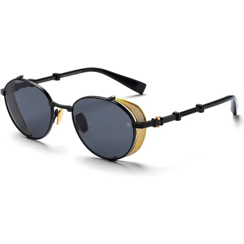 Sunglasses, male, , Size: ONE SIZE 80s-inspired round sunglasses in /gold - Balmain - Modalova