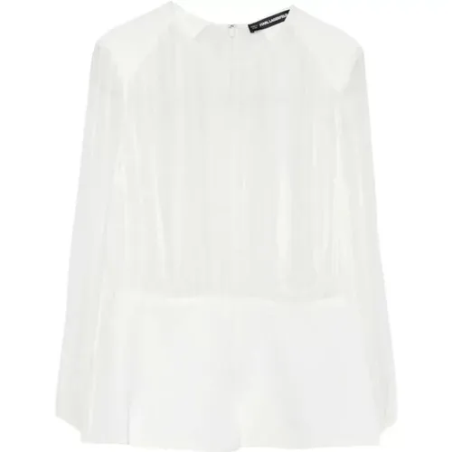 Blouses, female, , Size: 2XS Pleated-detail long-sleeve top - Karl Lagerfeld - Modalova