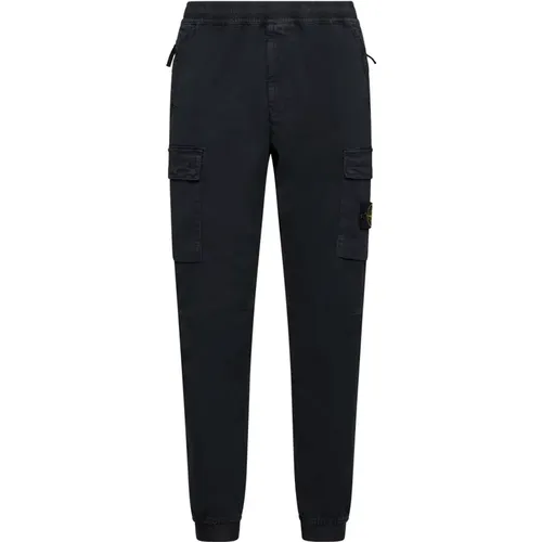 Schwarze Tapered Baumwollhose , Herren, Größe: W29 - Stone Island - Modalova