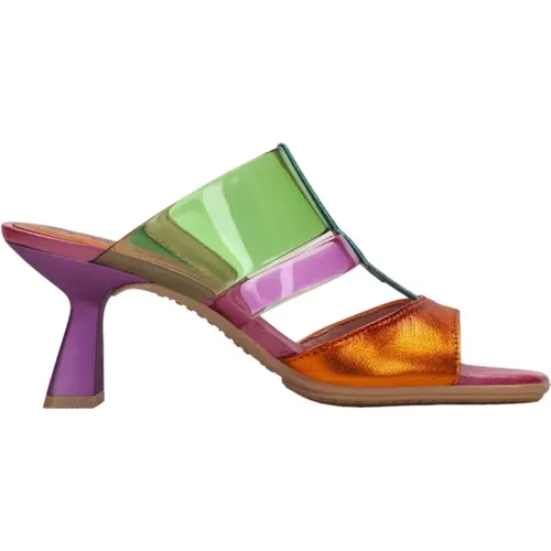 Heeled Mules, female, , Size: 8 US Multi Color Leather Dress Sandals - Hispanitas - Modalova