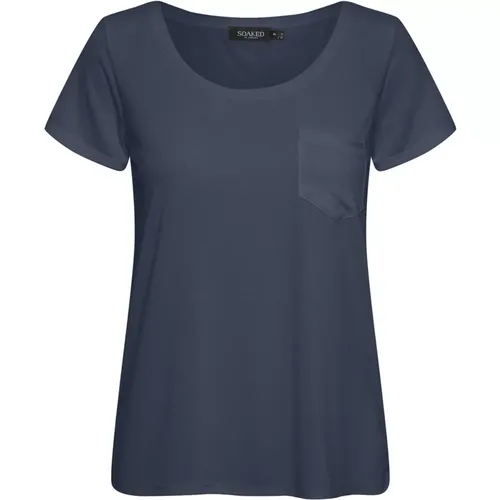 Marineblau Tasche T-Shirt Top - Soaked in Luxury - Modalova