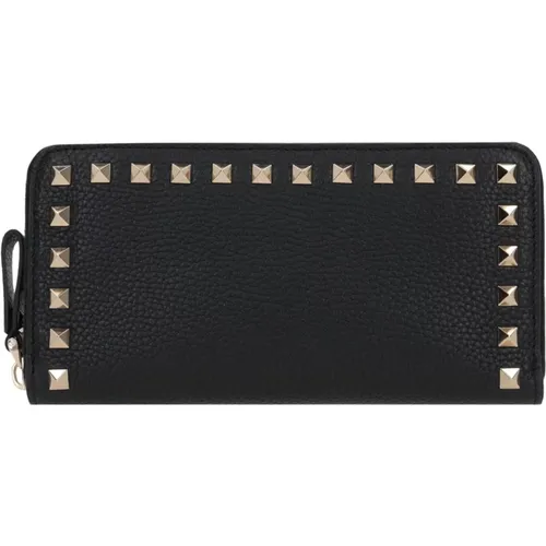 Wallets & Cardholders, female, , Size: ONE SIZE Studded Zip-Around Wallet - Valentino Garavani - Modalova