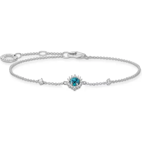 Bracelets, female, , Size: ONE SIZE Sterling Silver Turquoise Zirconia Bracelet - Thomas Sabo - Modalova