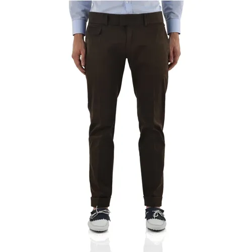 Brown Cotton Zipper Chinos Mod.S71KA0698S39021143 , male, Sizes: L - Dsquared2 - Modalova