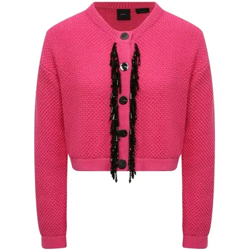 Fuchsia Baumwoll-Strickjacke Schwarzes Glas , Damen, Größe: M - pinko - Modalova