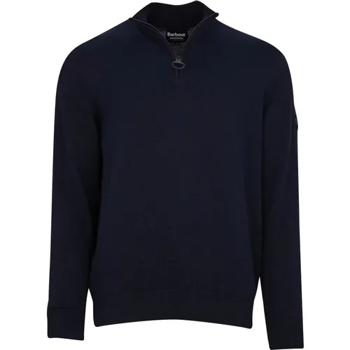 Baumwoll Half Zip Navy Pullover , Herren, Größe: L - Barbour - Modalova