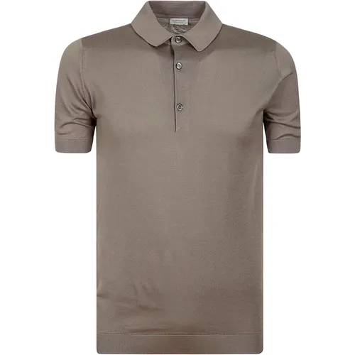 Polo Shirts, male, , Size: S Light Brown Polo Shirt with Half Sleeves - John Smedley - Modalova