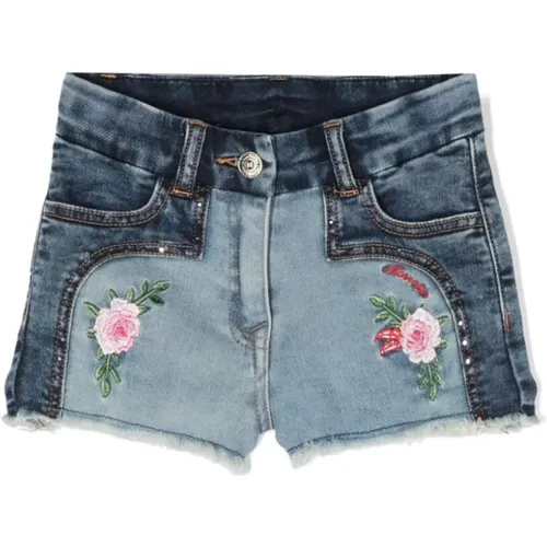 Blaue Stein Denim Shorts Monnalisa - Monnalisa - Modalova