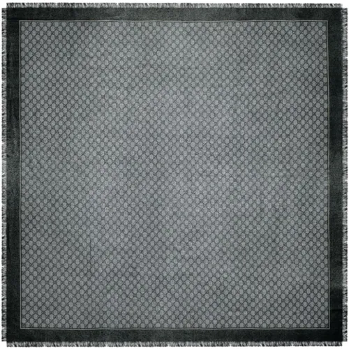 Grey GG-Jacquard Wool Scarf with Frayed Edge , female, Sizes: ONE SIZE - Gucci - Modalova