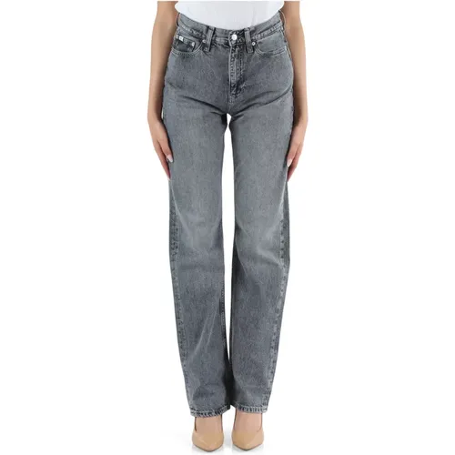 High Rise Gerades Jeans Fünf Taschen , Damen, Größe: W28 - Calvin Klein Jeans - Modalova