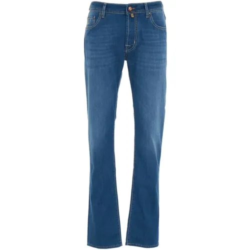 Slim Fit Jeans with Logo Details , male, Sizes: W33 - Jacob Cohën - Modalova
